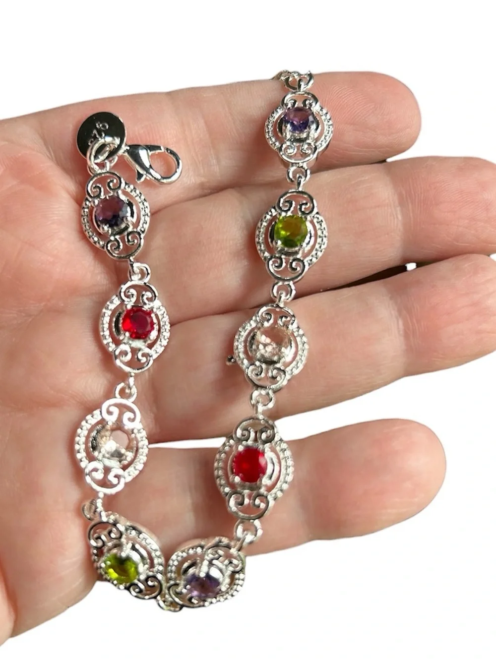 New Multi Colored Stone .925 Bracelet